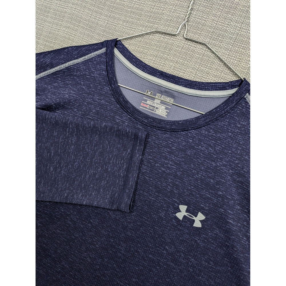 Under Armour Mens 3XL HeatGear Loose Long Sleeve Shirt Navy Blue Heather 4489